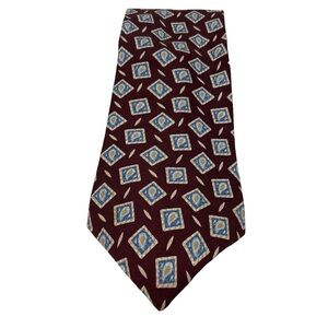 Joseph Abboud Men’s Necktie Burgundy with Blue Squares